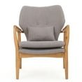 thumbnail image 1 of GDF Studio Ventura Mid Century Modern Fabric Club Chair, Gray Fabric and Walnut, 1 of 8