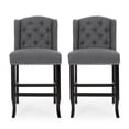 thumbnail image 1 of GDF Studio Vienna Contemporary Fabric Tufted Wingback 27 Inch Counter Stools, Set of 2, Charcoal and Dark Brown, 1 of 9