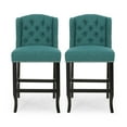thumbnail image 1 of GDF Studio Vienna Contemporary Fabric Tufted Wingback 27 Inch Counter Stools, Set of 2, Teal and Dark Brown, 1 of 9