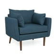 thumbnail image 1 of GDF Studio Viewland Contemporary Fabric Upholstered Club Chair with Accent Pillows, Navy Blue and Walnut, 1 of 9