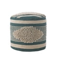 thumbnail image 1 of GDF Studio Villard Boho Handcrafted Fabric Cylinder Pouf, White and Teal, 1 of 7