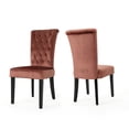 thumbnail image 1 of GDF Studio Villere Contemporary Tufted Roll Top Dining Chairs, Set of 2, Blush Velvet and Dark Brown, 1 of 12