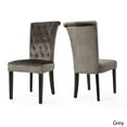 thumbnail image 1 of GDF Studio Villere Contemporary Tufted Roll Top Dining Chairs, Set of 2, Gray Velvet and Dark Brown, 1 of 12