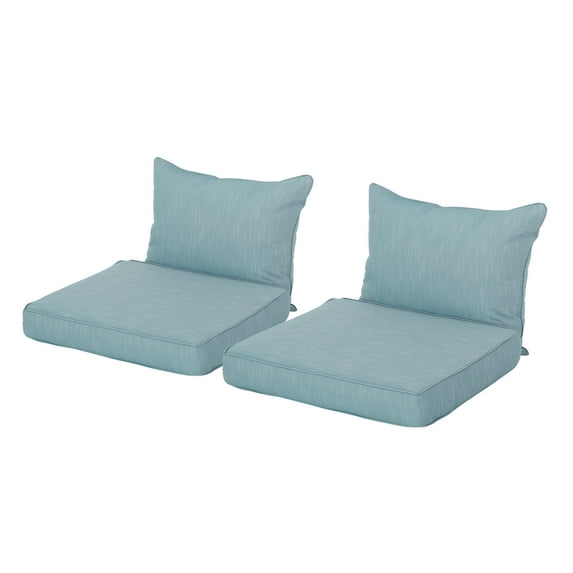 GDF Studio Vincent Outdoor Water Resistant Fabric Club Chair Cushions with Piping, Set of 2, Teal