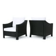 thumbnail image 1 of GDF Studio Vincent Outdoor Wicker Club Chairs with Cushions, Set of 2, Black and White, 1 of 6