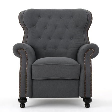 GDF Studio Waldo Tufted Fabric Recliner, Charcoal
