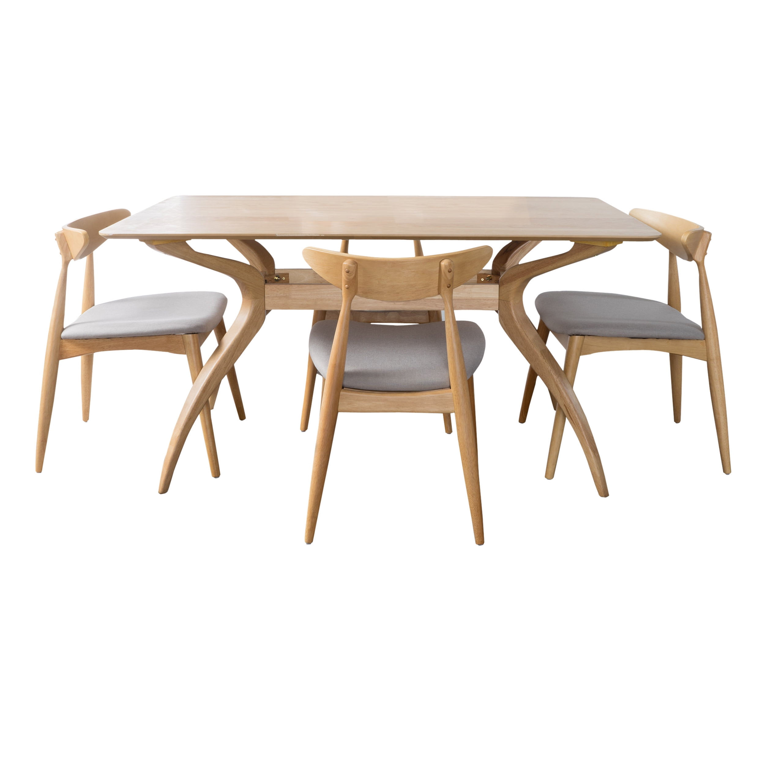 GDF Studio Wales Mid Century Modern Fabric Upholstered 5 Piece Dining ...