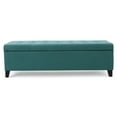 thumbnail image 1 of GDF Studio Wendover Contemporary Fabric Tufted Storage Ottoman Bench, Dark Teal and Dark Brown, 1 of 10
