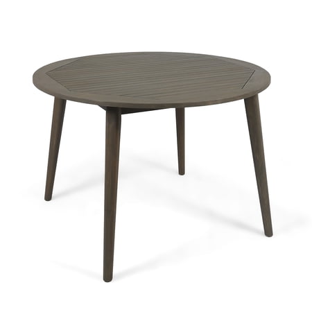 GDF Studio Wentworth Outdoor Acacia Wood Circular Round Dining Table Gray, 4 Person