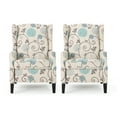thumbnail image 1 of GDF Studio Weyland Contemporary Fabric Pushback Recliner, Set of 2, Light Beige with Blue Floral and Dark Brown, 1 of 13