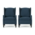 thumbnail image 1 of GDF Studio Weyland Contemporary Fabric Pushback Recliner, Set of 2, Navy Blue and Dark Brown, 1 of 13