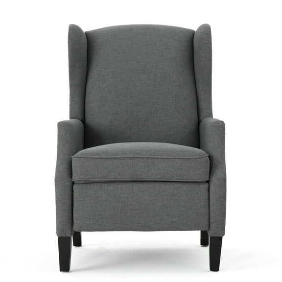 GDF Studio Weyland Contemporary Wingback Fabric Recliner, Charcoal