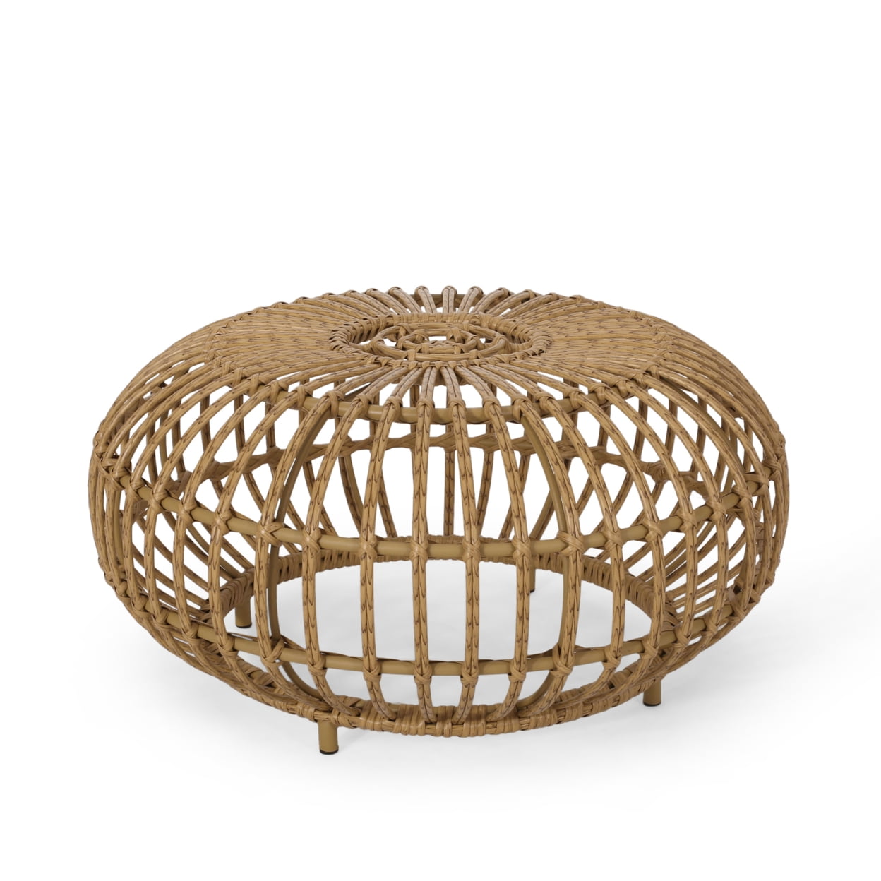 GDF Studio Whitetail Outdoor Boho Wicker Coffee Table, Light Brown - image 1 of 7