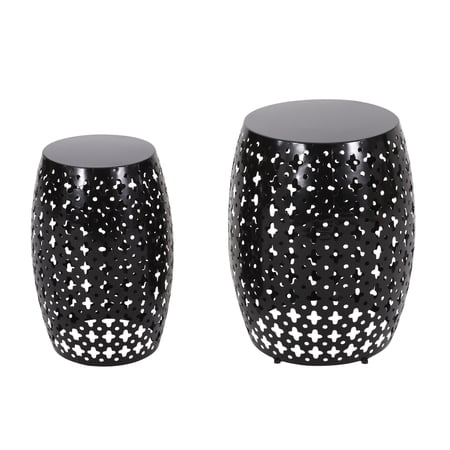 GDF Studio Wichita Outdoor Metal Side Tables, Set of 2, Black