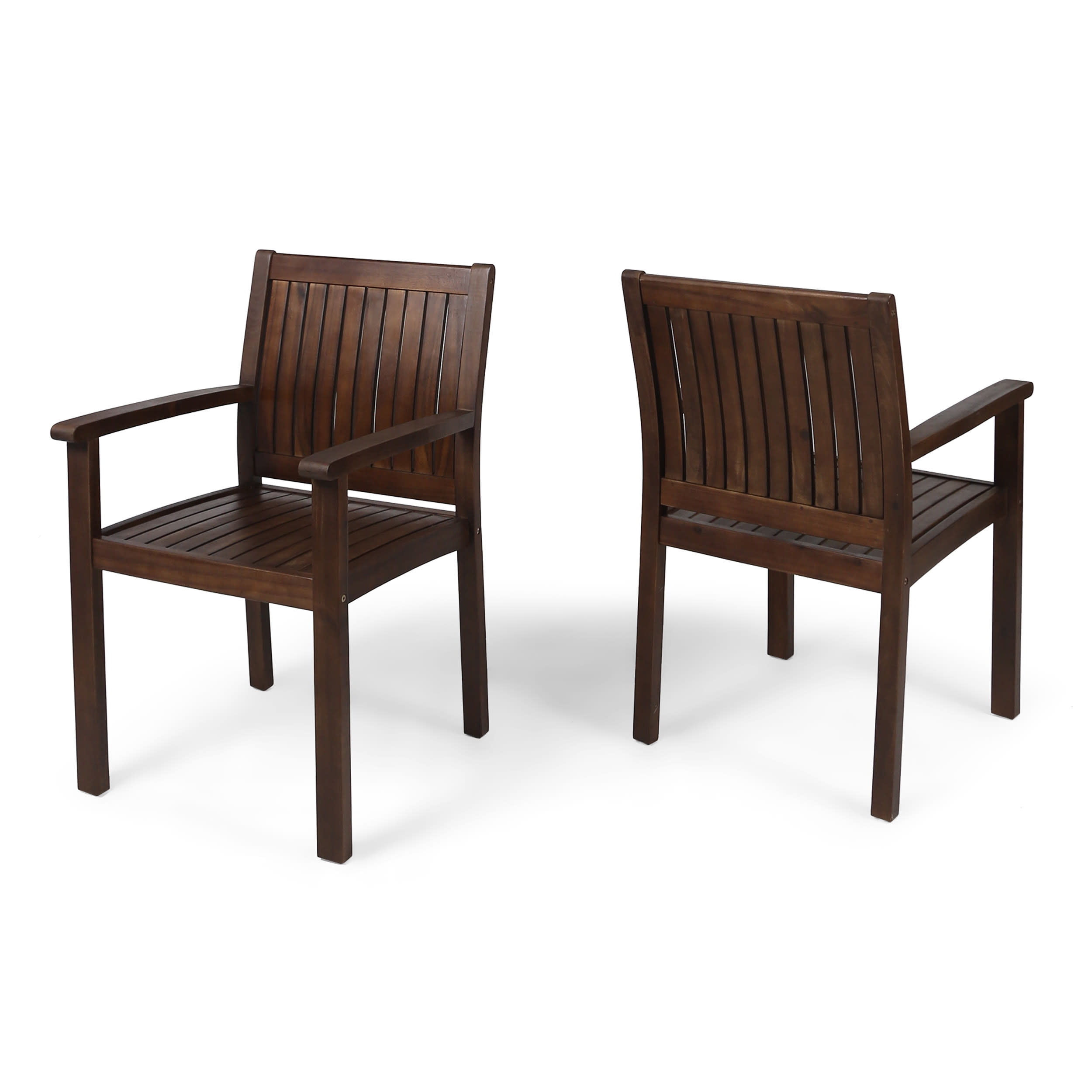 Dark Brown Acacia Wood Outdoor Dining Chair Set