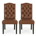 thumbnail image 1 of GDF Studio Winfough Contemporary Faux Leather Tufted Dining Chairs, Set of 2, Cognac Brown and Dark Brown, 1 of 8