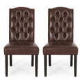 thumbnail image 1 of GDF Studio Winfough Contemporary Faux Leather Tufted Dining Chairs, Set of 2, Dark Brown, 1 of 8