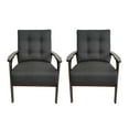 thumbnail image 1 of GDF Studio Zechariah Mid Century Fabric Tufted Club Chairs, Set of 2, Charcoal Gray and Walnut, 1 of 7