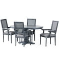 thumbnail image 1 of GDF Studio Zentner French Country Fabric Upholstered Wood and Cane 5 Piece Expandable Dining Set, Gray, 1 of 13