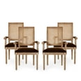 thumbnail image 1 of GDF Studio Zentner French Country Upholstered Wood and Cane Upholstered Dining Chairs, Set of 4, Brown and Natural, 1 of 9