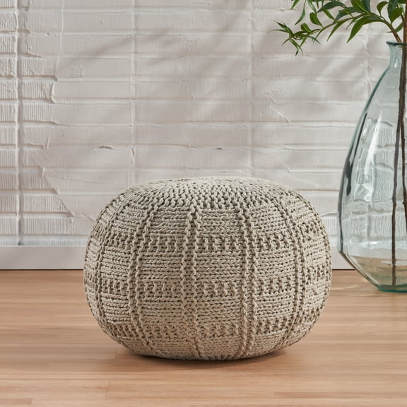 GDF Studio valentine hand knit fabric pouf (grey),