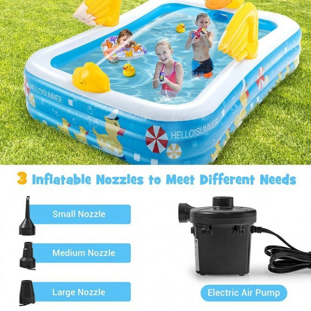 GDFIH Inflatable Swimming Pool Duck Themed Kiddie Pool with Sprinkler