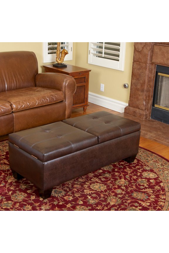 Murray Double Opening Leather Storage Ottoman