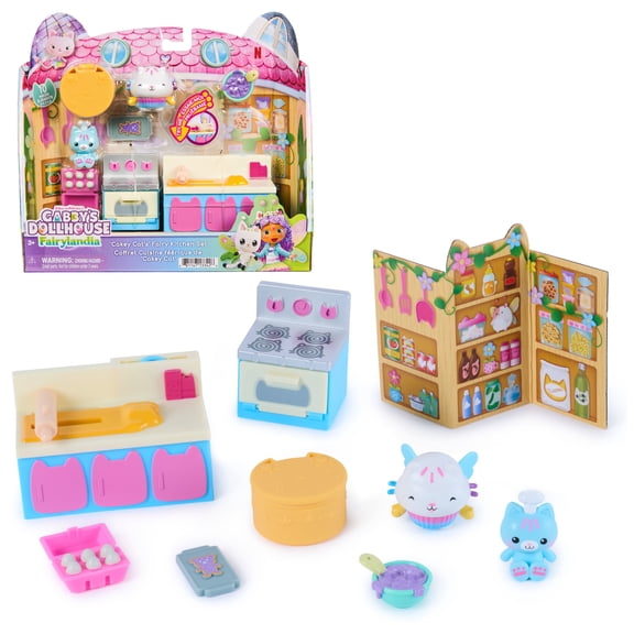 Gabby's Dollhouse Fairylandia Cakey Cat's Fairy Kitchen 10-Piece Set, Ages 3+