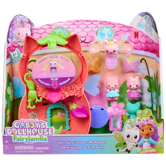 Gabby's Dollhouse Fairylandia, Kitty Fairys Flutter-riffic Playset with 12 Pieces & Exclusive Flutter-riffic Ring