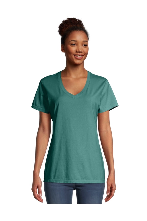 GDH125 Hanes ComfortWash Ladies' V-Neck T-Shirt Spanish Moss XL