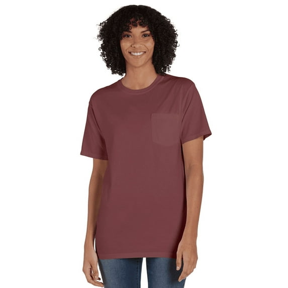 GDH150 Hanes Unisex Comfort Wash Garment Dyed Short Sleeve Pocket Maroon L