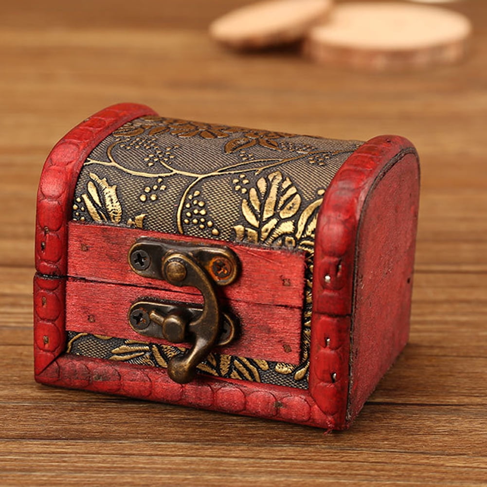 GDHOME Wooden Treasure Chest Jewelry Box Vintage storage wooden box