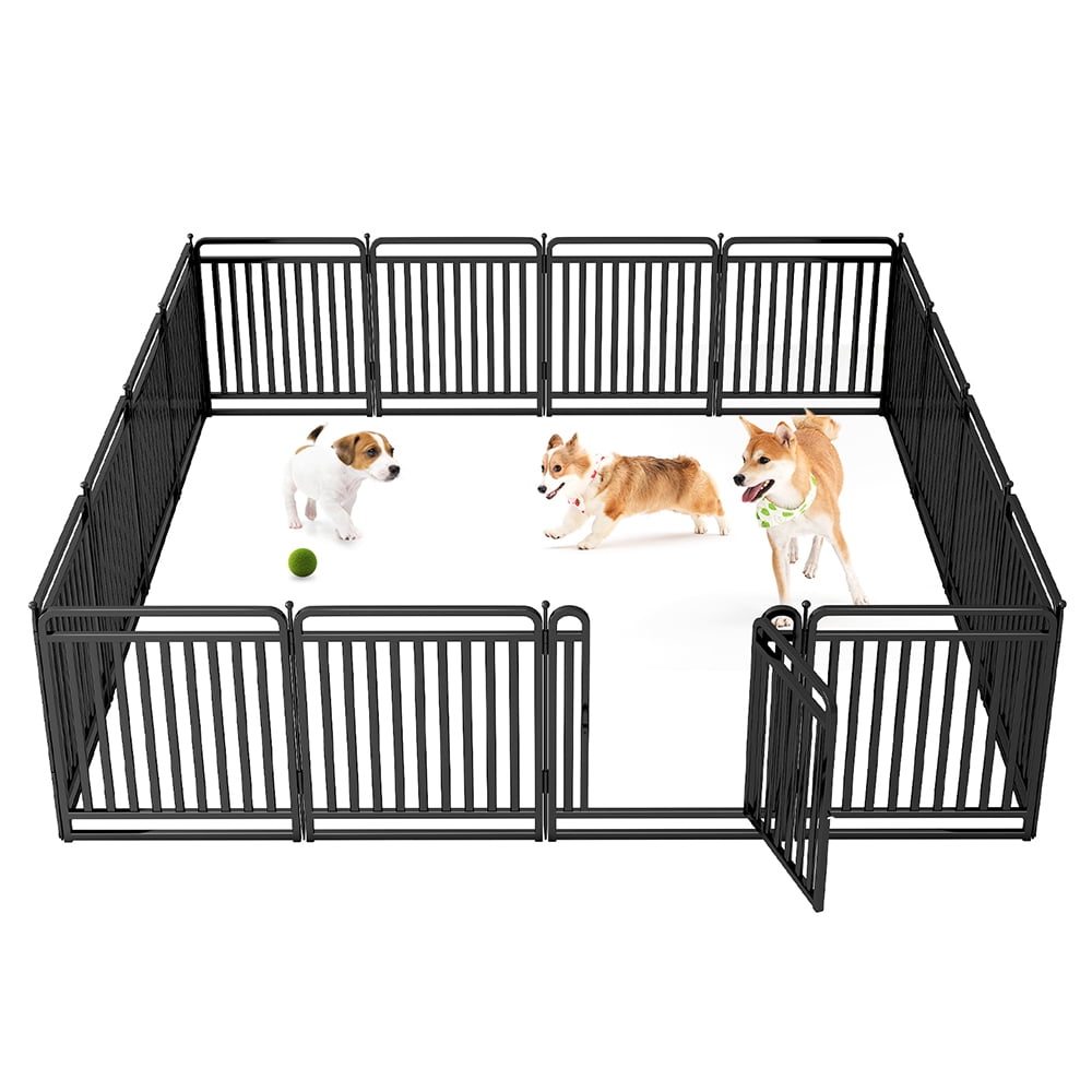 GDKASRNY Dog Playpen 16 Panels 32'' Height Portable Pet Dog Fence Indoor Outdoor for Yard,Rv Camping,Heavy Duty&Foldable Black