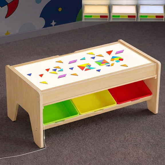 GDLF 2-in-1 Light Table for Kids, 2 Tabletops, 3 Color Modes for Classroom