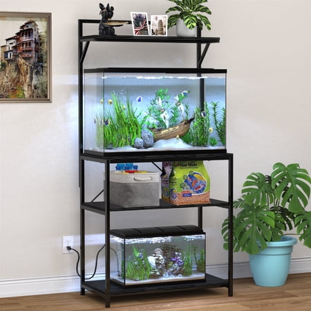 GDLF 20-29 Gallon Fish Tank Stand with Plant Shelf, Aquarium Stand with Storage Shelf
