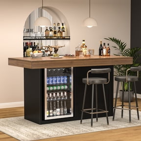 GDLF Bar Height Table with Fridge Space, 41.1"H Counter Height Pub Tall Dining Table, Kitchen Bar with Storage