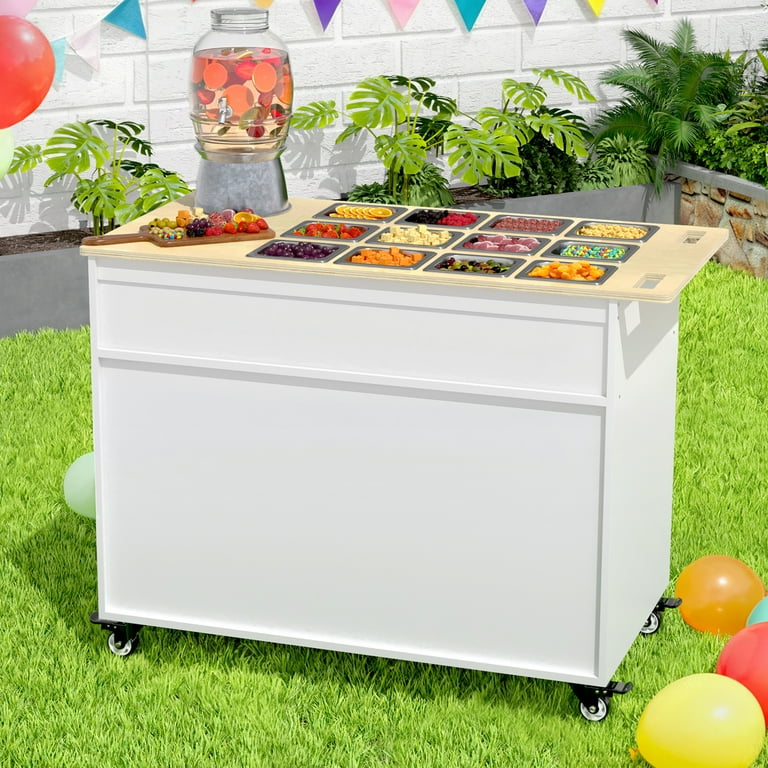 GDLF Charcuterie Cart with Stainless Steel Food Pans, Mobile Pizza GDLF Charcuterie Cart with Stainless Steel Food Pans, Mobile Pizza