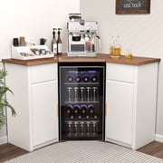 GDLF Corner Bar Cabinet with Fridge Space, Corner Coffee Bar Station for Home