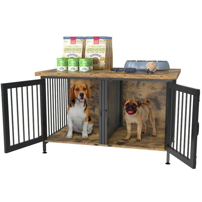 GDLF Double Dog Crate with Divider for 1 or 2 Dogs Indoor Kennel Cage Int.dims 36.2 Wx24.5 Dx21 H
