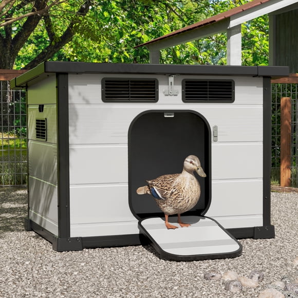 GDLF Duck Coop for Outside, Weatherproof Duck House with Easy-Clean Design & Ventilation Plastic Night Shelter for Backyard Ducks (23 Ducks)