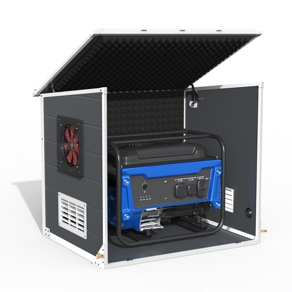 GDLF Generator Shed, Outdoor Generator Box with Cooling Fan Weatherproof & Soundproof Insulation Quiet Box for Portable Power Source