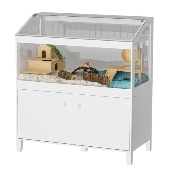 GDLF Hamster Cage with Storage Cabinet Small Animal, Large Habitat for Hedgehog Gerbil & Rat 39.5"x19.7"x43.7"