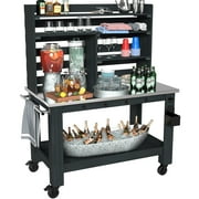 GDLF Outdoor Kitchen Island Prep Station Large Potting Bench with Stainless Steel Top