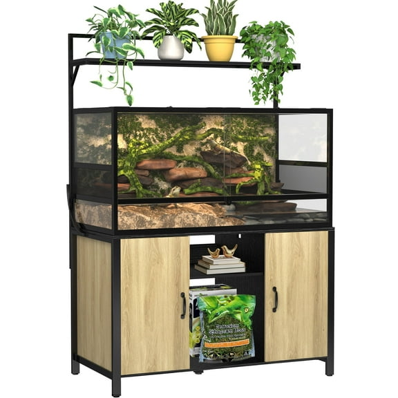 GDLF Reptile Tank Stand Terrarium Stand with Accessories Storage 48" X 24" Tabletop, Black