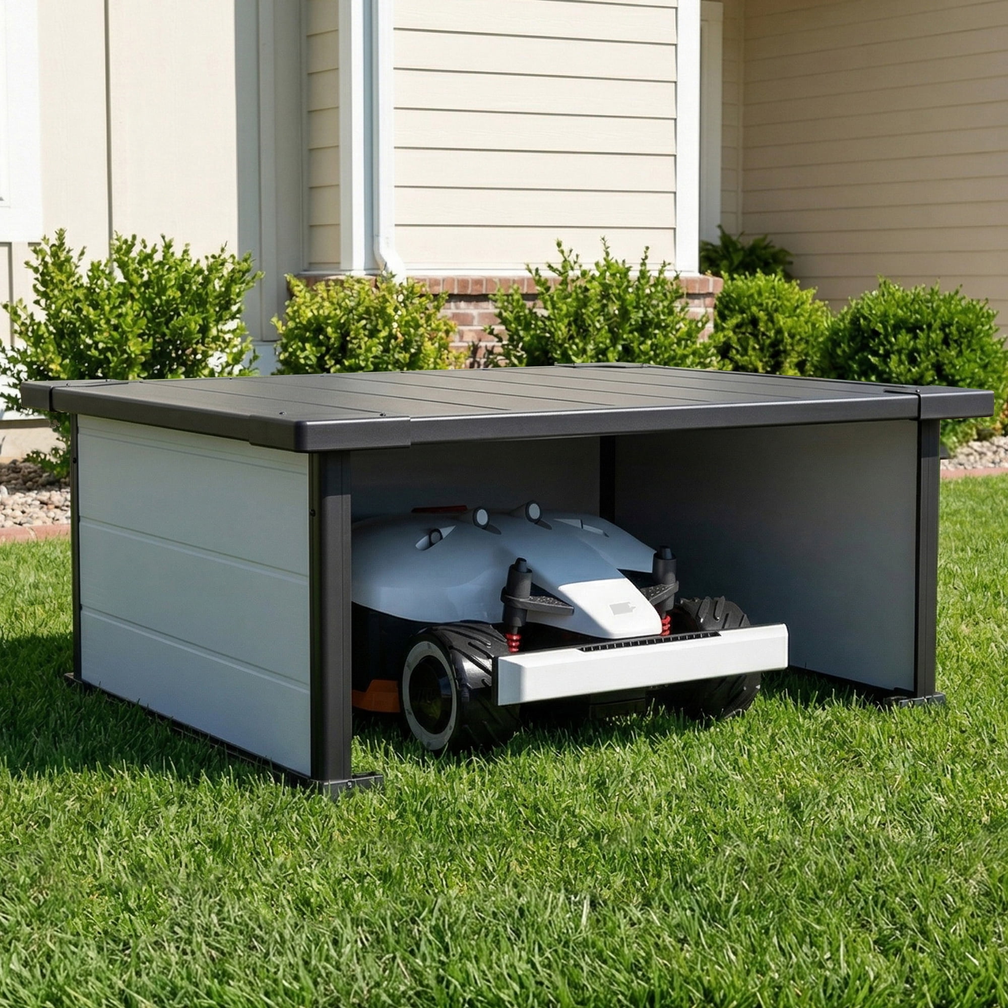 GDLF Robot Lawn Mower Garage, Weatherproof Shelter for Robotic Mower Charging Station, Durable PP Panel for Outdoor Use
