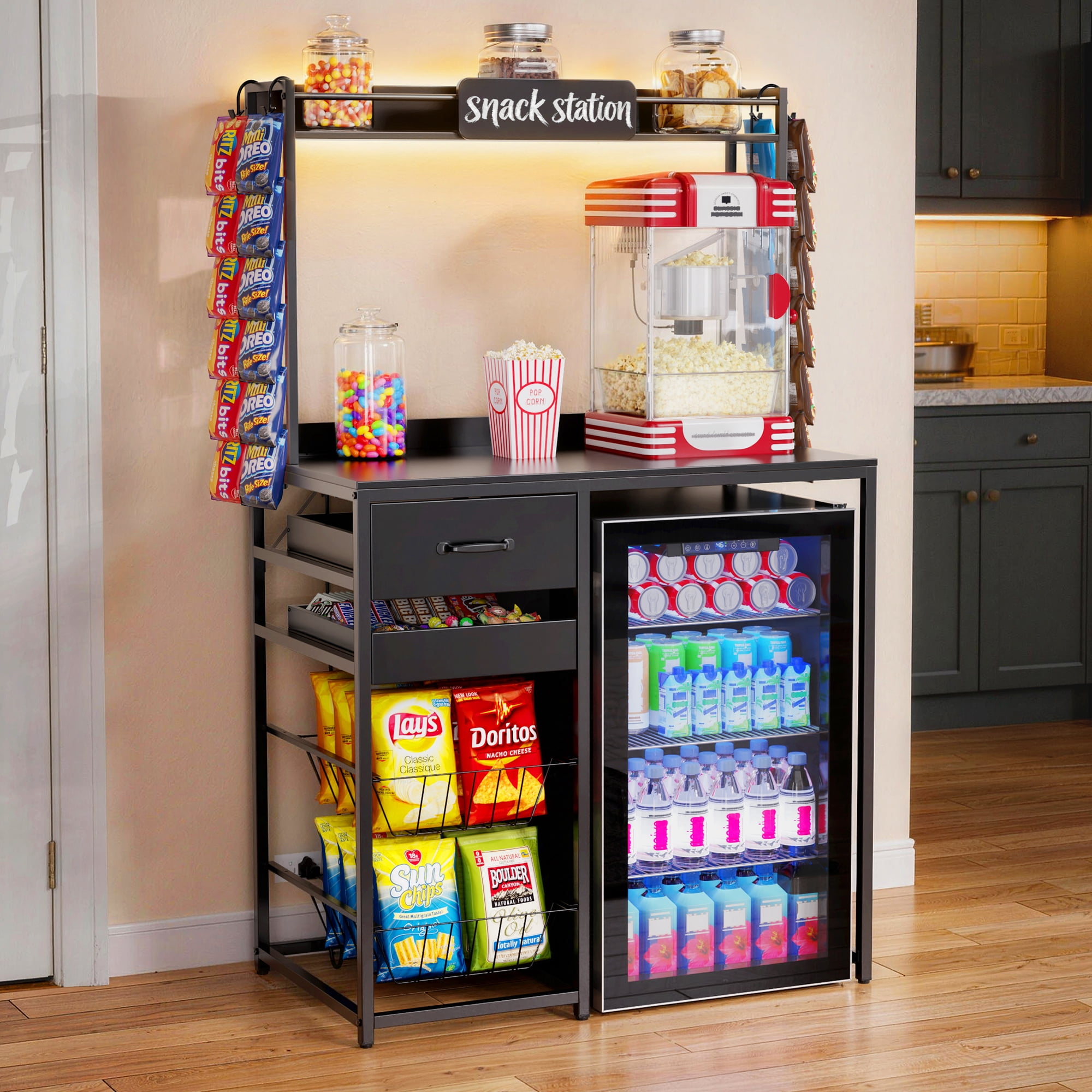 GDLF Snack Bar Cabinet with Fridge Space, Compact Snack Organizer
