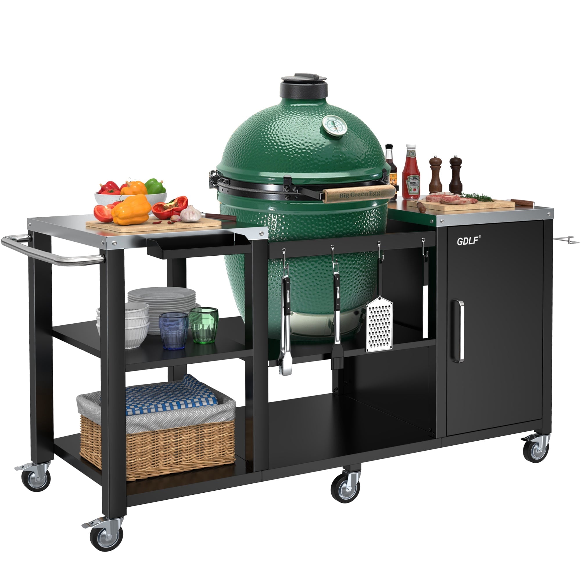 GDLF Table for Big Green Egg Grill Heavy Duty Metal Stand with