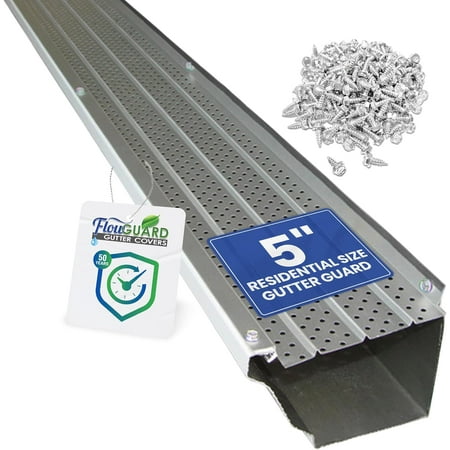 FlowGuard Gutter Guards 30-Year 5" Residential Gutter Cover System - Matte - 102 Feet