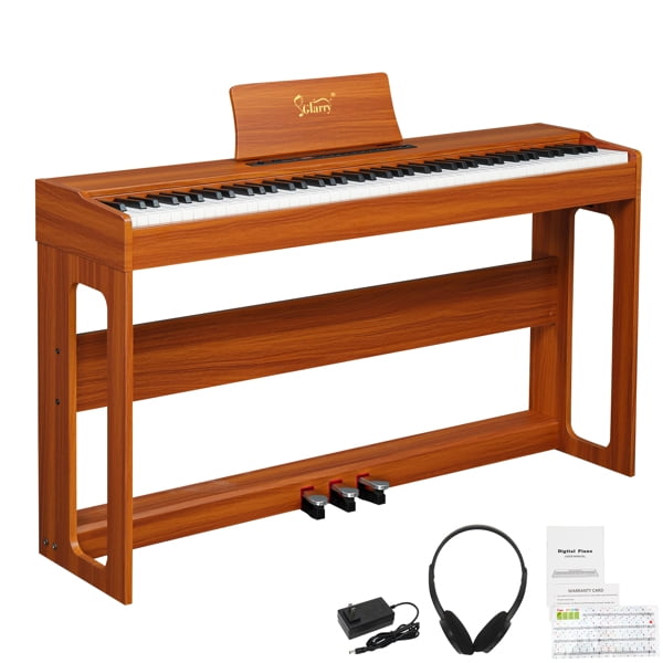 GDP-104 88 Keys Full Weighted Keyboards Digital Piano with Furniture Stand, Power Adapter, Triple Pedals, Headphone, for All Experience Levels Walnut