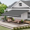 thumbnail image 1 of GDPFN 13' x 8' Awning for Patio, Retractable Awning Outdoor Patio Canopy, Sun Shade with Manual Crank Handle, Porch Awning for Patio, House, Deck, Dark Gray, 1 of 7